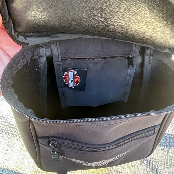 Harley Davidson Nylon Backpack Small Black HD embroidered Moto Biker Bag tote - Picture 4 of 7